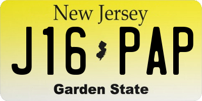 NJ license plate J16PAP