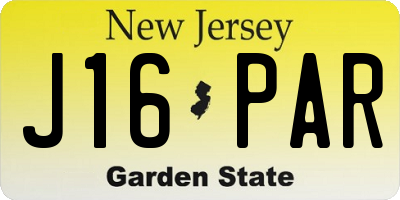 NJ license plate J16PAR