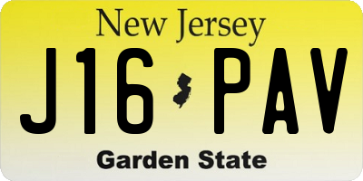 NJ license plate J16PAV