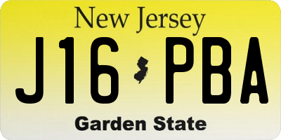 NJ license plate J16PBA