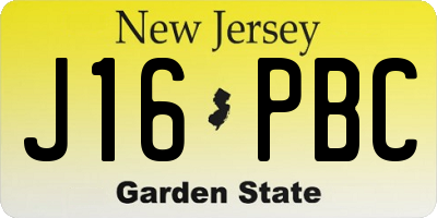 NJ license plate J16PBC