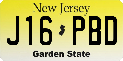 NJ license plate J16PBD