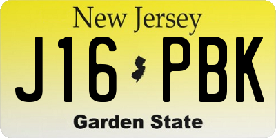NJ license plate J16PBK