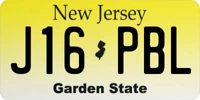 NJ license plate J16PBL