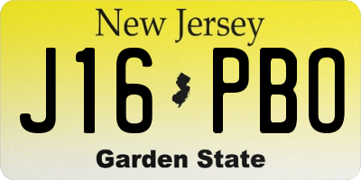 NJ license plate J16PBO