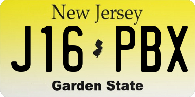 NJ license plate J16PBX