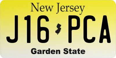 NJ license plate J16PCA