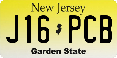 NJ license plate J16PCB