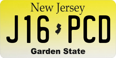 NJ license plate J16PCD