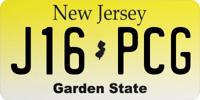 NJ license plate J16PCG