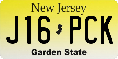 NJ license plate J16PCK