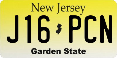 NJ license plate J16PCN
