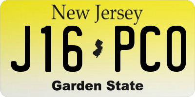 NJ license plate J16PCO