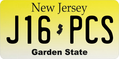 NJ license plate J16PCS