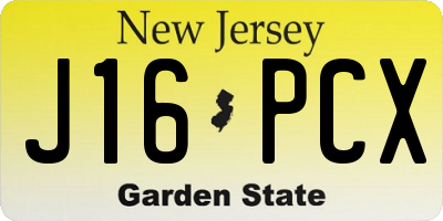 NJ license plate J16PCX