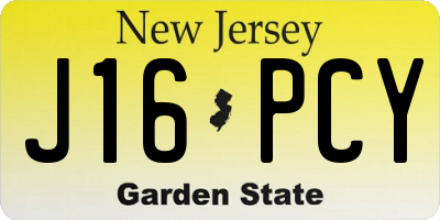NJ license plate J16PCY