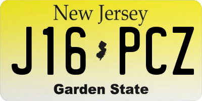 NJ license plate J16PCZ