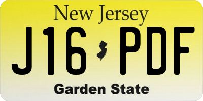 NJ license plate J16PDF