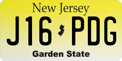 NJ license plate J16PDG