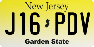 NJ license plate J16PDV