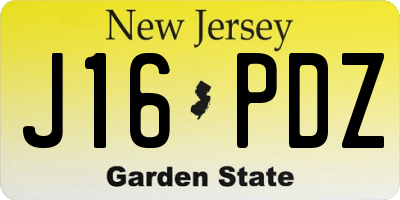 NJ license plate J16PDZ