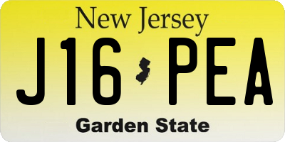 NJ license plate J16PEA