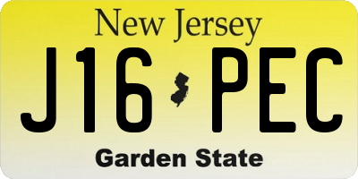 NJ license plate J16PEC