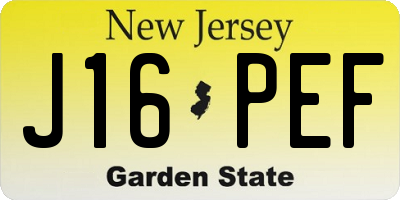 NJ license plate J16PEF