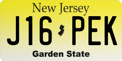 NJ license plate J16PEK