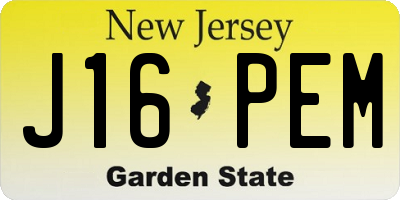 NJ license plate J16PEM