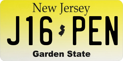 NJ license plate J16PEN