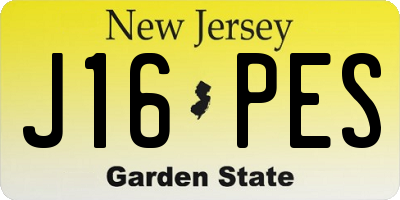NJ license plate J16PES