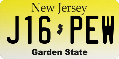 NJ license plate J16PEW
