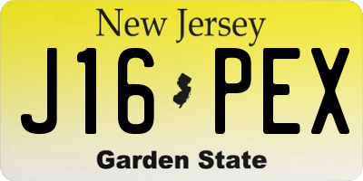 NJ license plate J16PEX