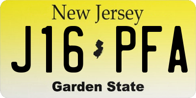 NJ license plate J16PFA