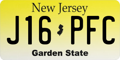 NJ license plate J16PFC