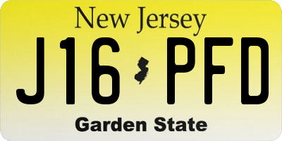 NJ license plate J16PFD