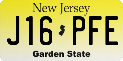 NJ license plate J16PFE