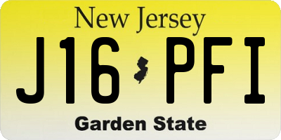 NJ license plate J16PFI
