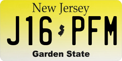 NJ license plate J16PFM