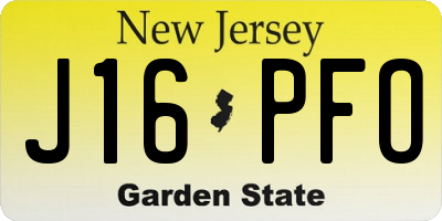 NJ license plate J16PFO
