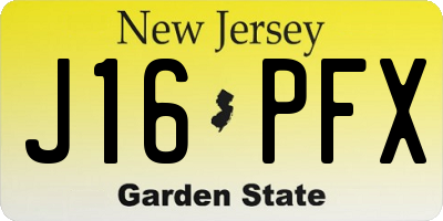 NJ license plate J16PFX