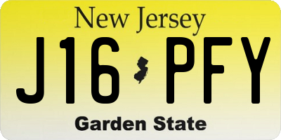 NJ license plate J16PFY