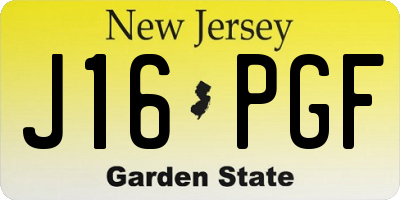NJ license plate J16PGF
