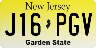 NJ license plate J16PGV