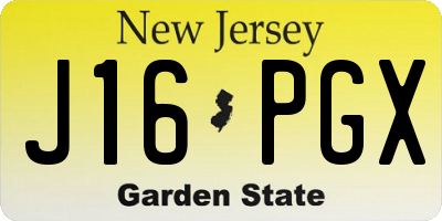 NJ license plate J16PGX