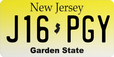 NJ license plate J16PGY