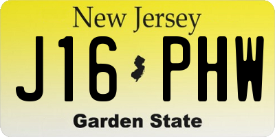 NJ license plate J16PHW