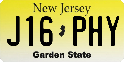 NJ license plate J16PHY