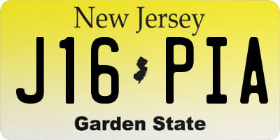 NJ license plate J16PIA